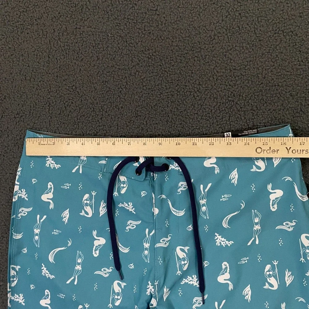 Hurley Deep Sea AOP Swim Board Short Mens 32 Blue Seadoo 9.5